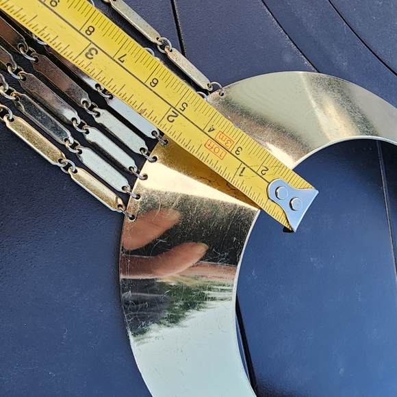 High fashion statement dangle chains chocker necklace gold tone - Picture 7 of 8